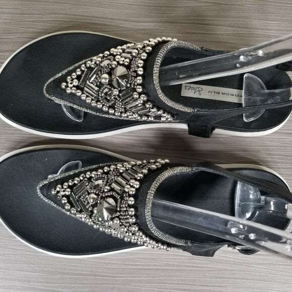 Tosca Blu Embellished Thong Sandal, Black, Womens Size 7.5 US / 38 - Picture 10 of 12